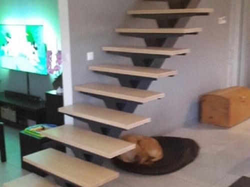 escalier metal et bois