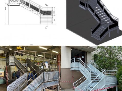 schema de construction grand escalier acces exterieur